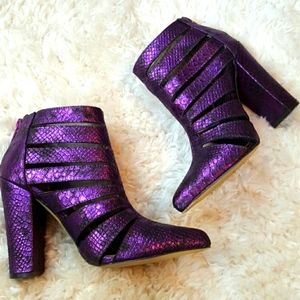 Michael Antonio Faux Snakeskin Caged Booties